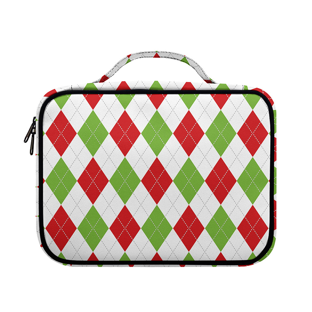 White Red And Green Argyle Pattern Print Briefcase Bible Bag