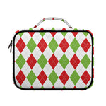 White Red And Green Argyle Pattern Print Briefcase Bible Bag