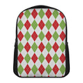 White Red And Green Argyle Pattern Print Casual Backpack