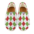White Red And Green Argyle Pattern Print Casual Shoes