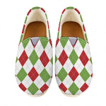 White Red And Green Argyle Pattern Print Casual Shoes