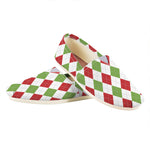 White Red And Green Argyle Pattern Print Casual Shoes