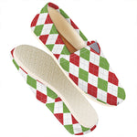 White Red And Green Argyle Pattern Print Casual Shoes