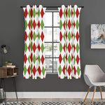 White Red And Green Argyle Pattern Print Curtain