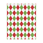White Red And Green Argyle Pattern Print Curtain