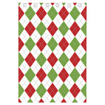 White Red And Green Argyle Pattern Print Curtain