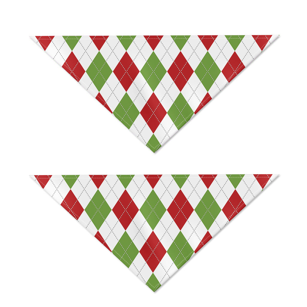 White Red And Green Argyle Pattern Print Dog Bandana