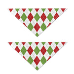 White Red And Green Argyle Pattern Print Dog Bandana