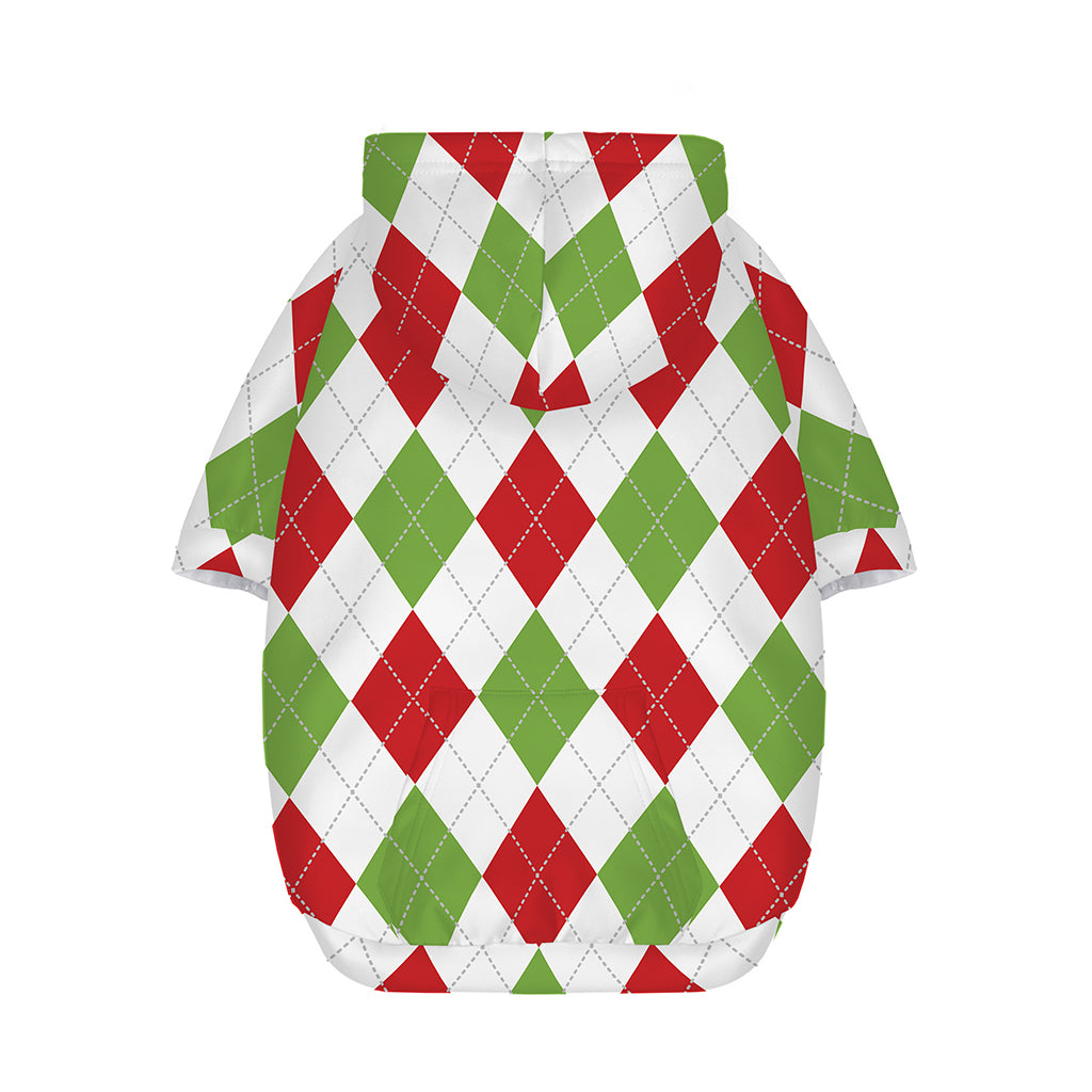 White Red And Green Argyle Pattern Print Dog Zip Up Hoodie