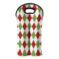 White Red And Green Argyle Pattern Print Double Neoprene Wine Tote