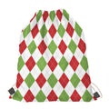 White Red And Green Argyle Pattern Print Drawstring Bag