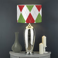 White Red And Green Argyle Pattern Print Drum Lamp Shade