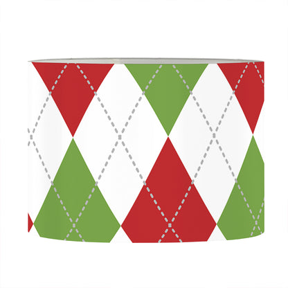 White Red And Green Argyle Pattern Print Drum Lamp Shade