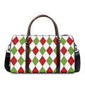 White Red And Green Argyle Pattern Print Duffel Bag