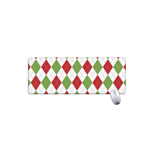 White Red And Green Argyle Pattern Print Extended Mouse Pad