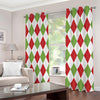 White Red And Green Argyle Pattern Print Extra Wide Grommet Curtains