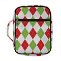 White Red And Green Argyle Pattern Print Front Pocket Bible Bag