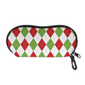 White Red And Green Argyle Pattern Print Glasses Case