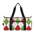 White Red And Green Argyle Pattern Print Gym Bag