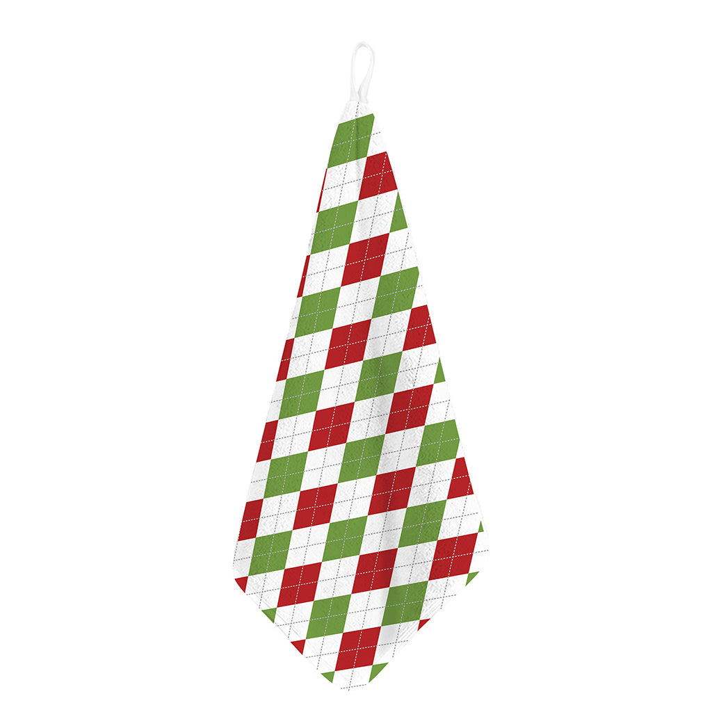 White Red And Green Argyle Pattern Print Hand Towel