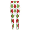 White Red And Green Argyle Pattern Print High-Waisted Pocket Leggings