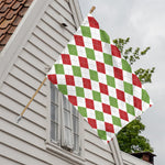 White Red And Green Argyle Pattern Print House Flag