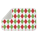White Red And Green Argyle Pattern Print Indoor Door Mat