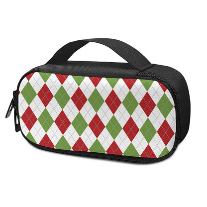 White Red And Green Argyle Pattern Print Insulin Cooler Travel Case