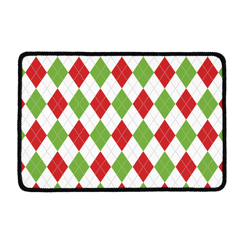 White Red And Green Argyle Pattern Print Kitchen Mat