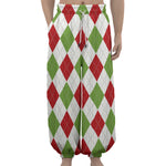 White Red And Green Argyle Pattern Print Lantern Pants