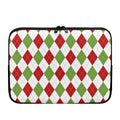 White Red And Green Argyle Pattern Print Laptop Sleeve