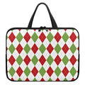 White Red And Green Argyle Pattern Print Laptop Sleeve With Handle