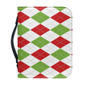 White Red And Green Argyle Pattern Print Leather Bible Cover