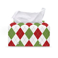 White Red And Green Argyle Pattern Print Leather Tissue Box Cover