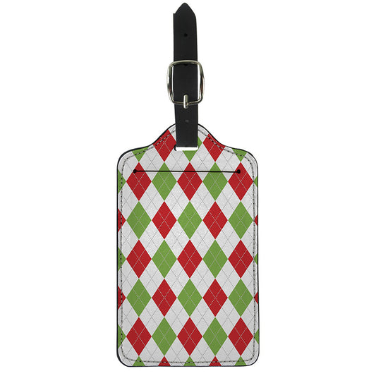 White Red And Green Argyle Pattern Print Luggage Tag