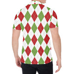 White Red And Green Argyle Pattern Print Men's Shirt