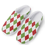 White Red And Green Argyle Pattern Print Mesh Casual Shoes