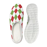 White Red And Green Argyle Pattern Print Mesh Casual Shoes