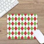 White Red And Green Argyle Pattern Print Mouse Pad