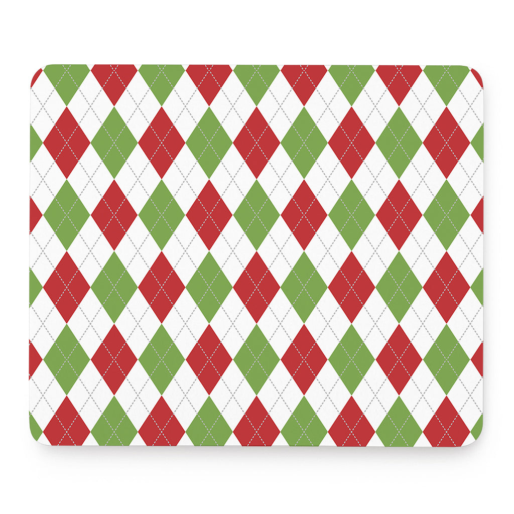 White Red And Green Argyle Pattern Print Mouse Pad