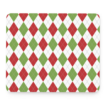 White Red And Green Argyle Pattern Print Mouse Pad