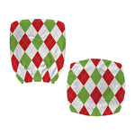 White Red And Green Argyle Pattern Print Office Chair Cover