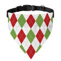 White Red And Green Argyle Pattern Print Over The Collar Dog Bandana