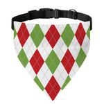 White Red And Green Argyle Pattern Print Over The Collar Dog Bandana