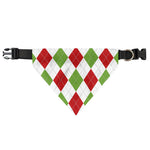 White Red And Green Argyle Pattern Print Over The Collar Dog Bandana