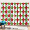 White Red And Green Argyle Pattern Print Pencil Pleat Curtains