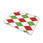White Red And Green Argyle Pattern Print Pet Cooling Mat Cover