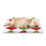 White Red And Green Argyle Pattern Print Pet Cooling Mat Cover