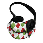 White Red And Green Argyle Pattern Print Pet Sling Carrier