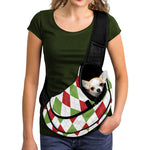 White Red And Green Argyle Pattern Print Pet Sling Carrier